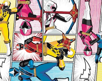 1/2 Yard Power Rangers Fabric / Fabric By The Yard