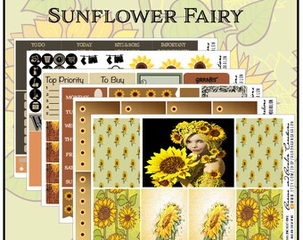 Sonnenblume elementaren wöchentliche Kit für Erin Condren, glücklich Planner und großen HP