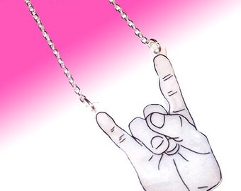 Happy Hands necklace - Devil Horns hand sign
