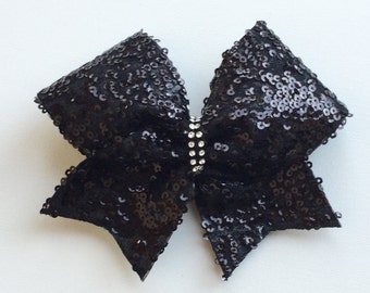 Fabulous Black Sequin Cheer Bow