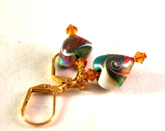 Earrings Handmade, Silver Earrings, Dangle Earrings, Polymer Earrings, Ready to Ship, Drop Earrings, Heart Earrings, Statement Earrings