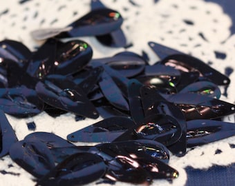 Deep Dark Navy Blue VINTAGE Pointed Bell LEAF sequins - Made in France