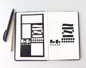 Planner Stencil, bullet journal stencil, pochoir bullet journal, journal stencils, bullet journal accessories, hobonichi stencil, stencil a5