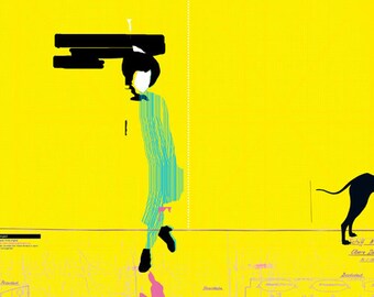 woman walking 2 - art print- digital illustration