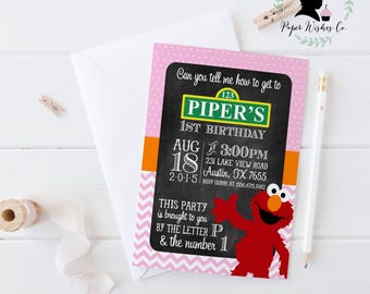 DIY Elmo 1st Birthday Party Invitation, Elmo Invitation, Elmo Girl Invitation, Elmo Party, Elmo printable invitation, Elmo invites