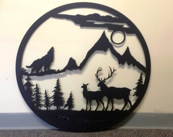 Custom Metal Large Oval Deer Scene Wall Art can be