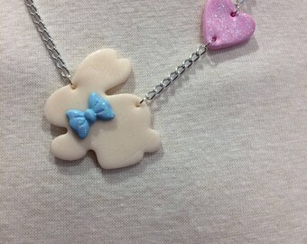 Sweet Bunny and Heart Necklace