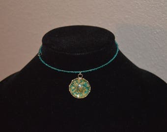 3D Aqua Floral Flex Choker