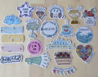 Self Care Sticker SET, Motivation Affirmation Planner Journal Sticker, Positive Inspirational Stickers, Mental Health Support Stickers
