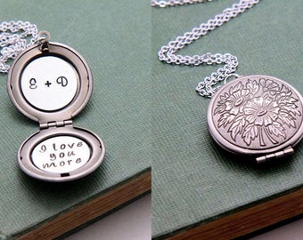 Personalized Locket Necklace, Locket Necklace, Initial Locket, Initial Necklace, Monogram Necklace, Anniversary Necklace, Gift for Her
