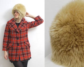 70s Tuscan lamb fur hat. shearling hat. fuzzy winter hat