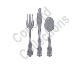 Fork Knife Spoon Machine Embroidery Design