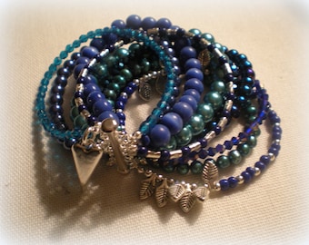 MULTI STRAND BRACELET ... royal blue and turquoise