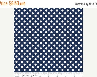 ON SALE Riley Blake Fabric - 1/2 Metre Small Dots in Navy
