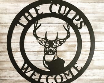 Family Monogram Deer Head Sign
