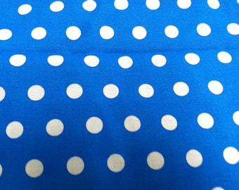 Polka dot print fabric aqua blue