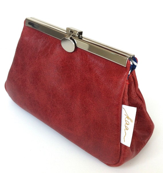 Leather cosmetic bag,cosmetic purse, " GRANAT",kaa berlin , makeup bag, Clutch Bag, Brown
