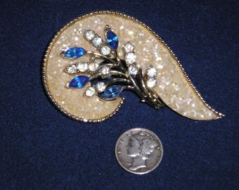 Vintage Coro Festive Rhinestone Brooch 1950's Signed Jewelry 2273