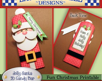 Santa candy bar wrapper, Christmas candy bar wrapper, Printable, Laurie Furnell designs, Hershey bar wrapper, Christmas printables, Digital