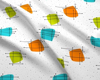 Mid Century Mod Fabric - Orbit (Lime Aqua Orange) By Tonyanewton - Geometric Abstract Atomic Mod Cotton Fabric By The Yard With Spoonflower