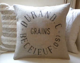 Housse de coussin en toile de jute (toile de jute) réplique française grain sac