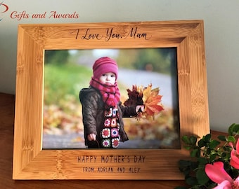 Personalised engraved bamboo photo frame -hold 8x6" photo-Gift for Mum/Grandma-Happy birthday/Happy Mother's Day/Birthday gift/Gift for her