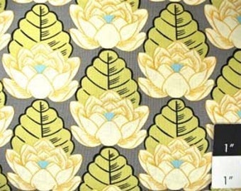 CLEARANCE Amy Butler AB21 Lotus Lotus Pond Ivory Cotton Fabric 1 Yard