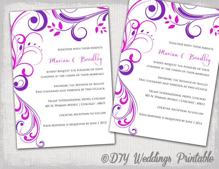 purple wedding invitation templates free