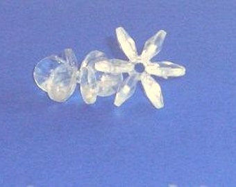 Clear Starflake 12mm Beads, Clear Paddle Wheel Beads, Clear Starburst Beads, Vintage Plastic Beads, Quantity of 350