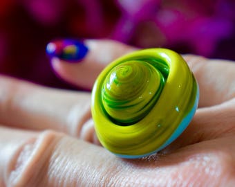 etArt,jewelry,lampwork,ring,glass,nail art ring 17 18 19,pendant,interchangeable,stainless steel,green,blue,color,sieraad,glass top