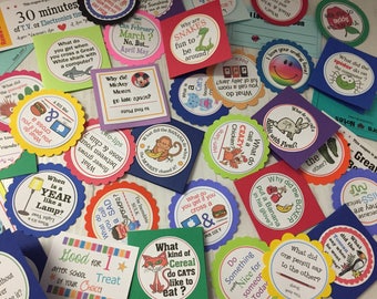 Our biggest set of LUNCHBOX LOVE NOTES EvEr!! - set of 30! Kids LoVe these poems, riddles &jokes - some PeRsonalized!! Reward tokens