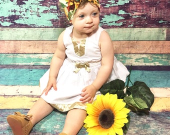 Sunflower Headwrap- Headwrap, Sunflower Head Wrap; Fall Headband; Baby Head Wrap; Baby Headwrap; Head Wrap; Big Bow Headwrap; Adult Wrap