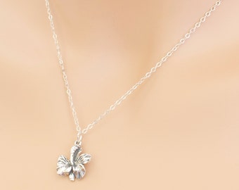 Orchid Flower Necklace, Sterling Silver, Orchid Necklace, Flower Necklace, Flower Jewelry, Orchid Jewelry, Blooming Orchid Necklace, For Her