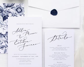 adlin elegant wedding invitation sets modern invitation kits wedding stationery navy wax seals