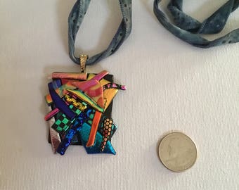 Dichroic fused glass pendant