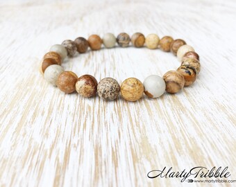 Jasper Bracelet, Mens Bracelet, Healing Bracelet, Mala Bead Bracelet, Healing Crystal Bracelet, Buddhist Jewelry, Vegan Jewelry Mens Jewelry