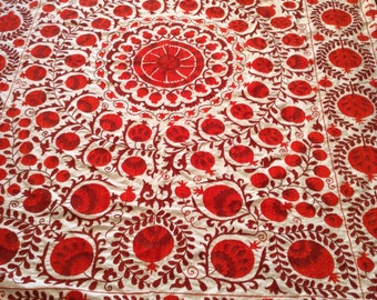 Silk Embroidered Cotton Bedspread 102 x 72 Inches (2.55 x 1.9 Meters)