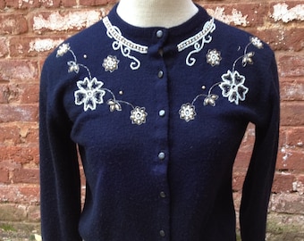 Vintage 1950's Beaded Sweater