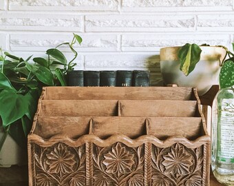 Vintage Summertime Faux Bois Lerner Desk Organizer