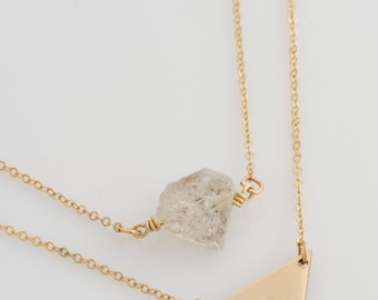 Herkimer Diamond Layering Necklace,Dainty Layering Necklace,Delicate Gemstone Necklace,Bridesmaid Jewelry,Gift for Her,LEILAJewelryShop,N222