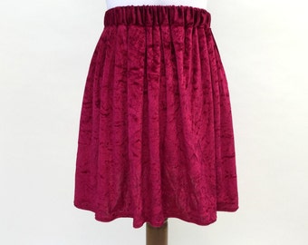 Burgundy velvet skirt, Christmas skirt, velvet clothing, winter, autumn, wine, 90s, 90's skirt, grunge, boho, grunge fashion, XS, S, M, L