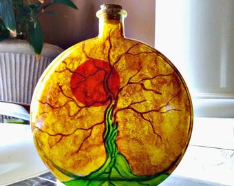 glass urn | human ashes urn | tree of life | decorative glass | memory bottle | keepsake bottle | pet urn | remembrance bottle | urn decor