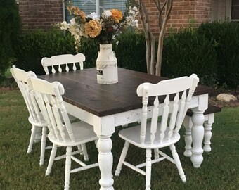 Farmhouse table and bench