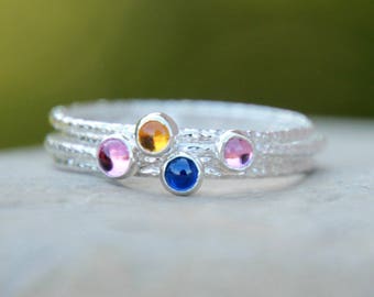 GLITTER GEMSTONE STACKING Ring - Birthstone Ring - Gemstone ring - gemstone stacking rings - birthstone stacking rings