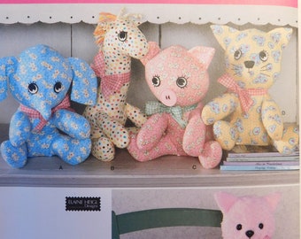 Simplicity Sewing Pattern 2613 Elephant Giraffe Pig Cat Doll