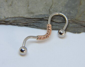 Industrial Barbell - Waved Industrial Ear Jewelry - Double Pierced Earring - Choose Wire Wrap Color - 1 1/2" 14 Gauge - Made to Order