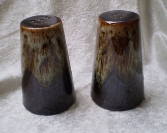 Vintage Pottery Drip Glazed Salt and Pepper Shakers -1950s