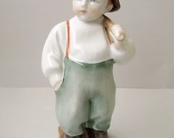 Large,Vintage,Hungarian, ZSOLNAY porcelain child,boy ,hand painted stamped