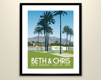 Palm Springs Wedding Landscape 11x14 Poster/Can personalize with Names and date (frame not included)