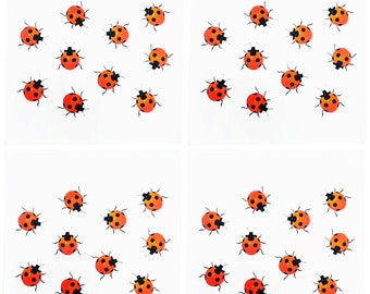 Set of 4 Ladybird Napkins - Cotton Reusable Serviettes